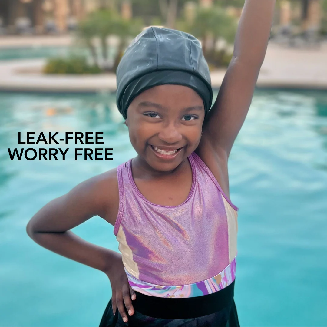 Hairbrella Satin-Lined Waterproof, Adjustable Kid's Swim Cap - Image 5