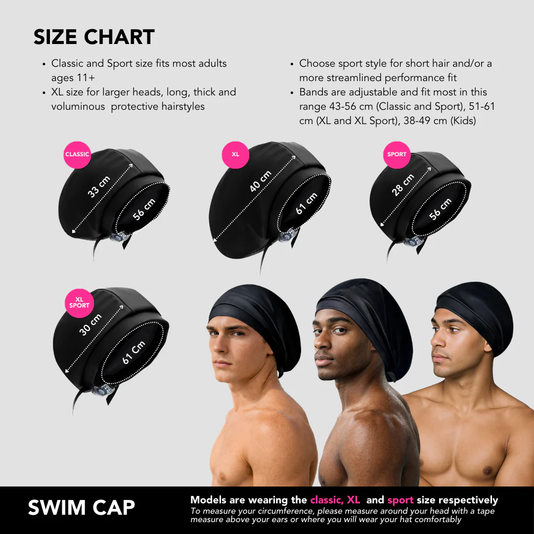 Hairbrella Satin-Lined Waterproof, Adjustable Men's Swim Cap - Image 7