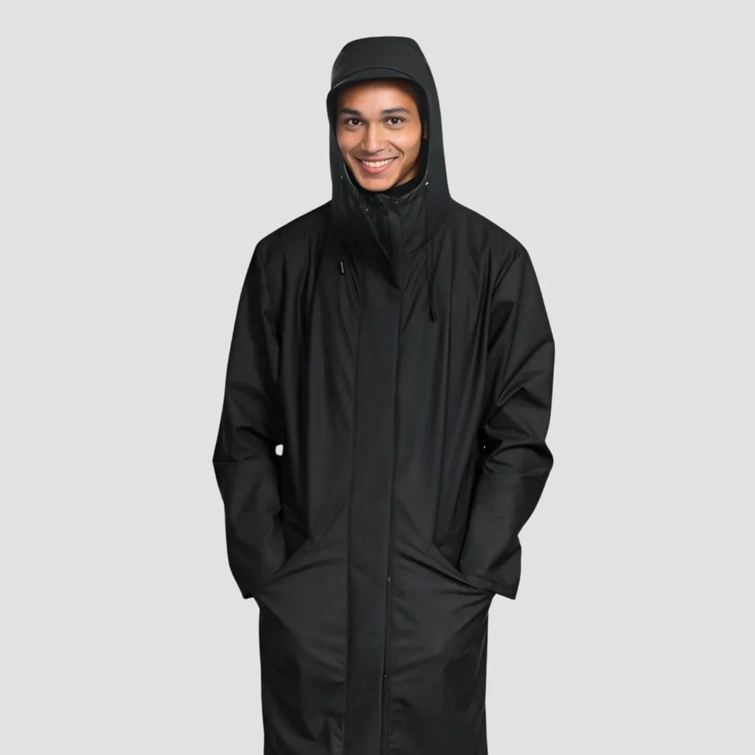 Hairbrella Satin-Lined, Waterproof, Men Long Rain Jacket - Image 12