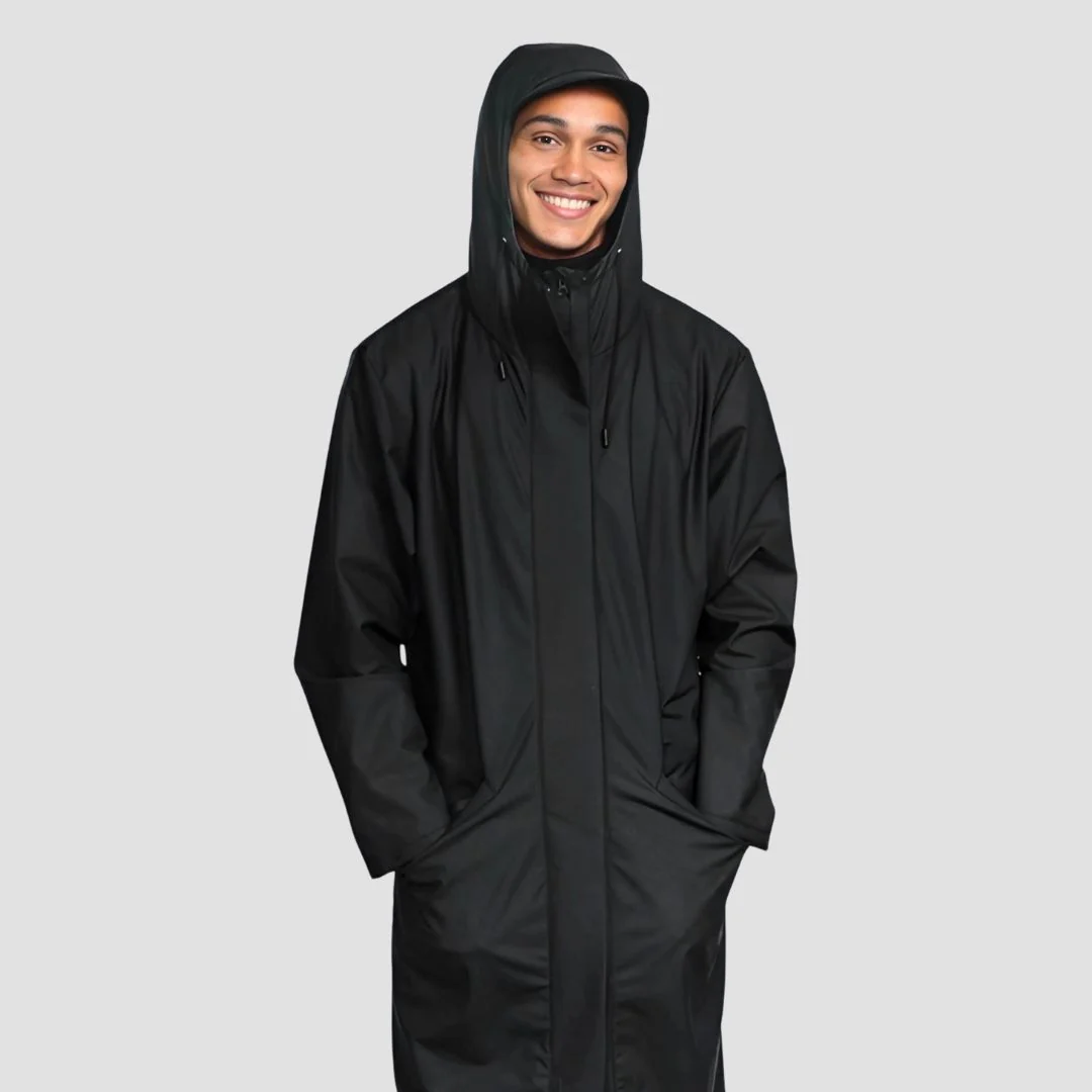Hairbrella Satin-Lined, Waterproof, Men Long Rain Jacket - Image 14