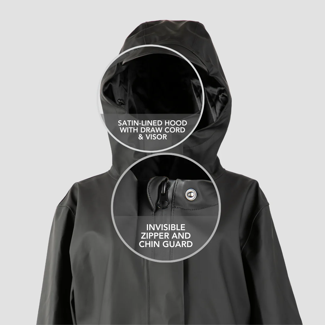 Hairbrella Satin-Lined, Waterproof, Unisex Long Rain Jacket - Image 6
