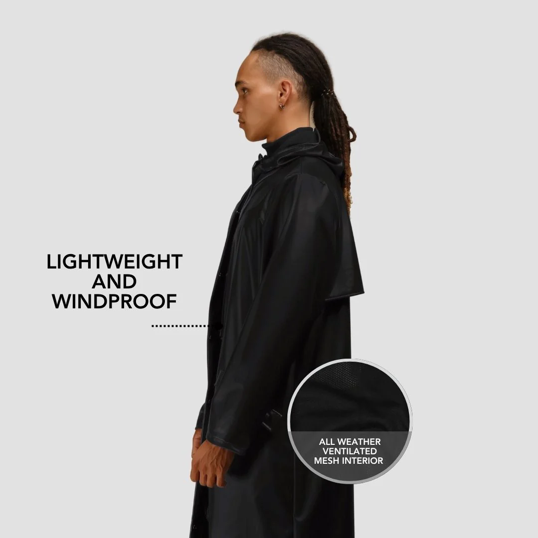 Hairbrella Satin-Lined, Waterproof, Men Long Rain Jacket - Image 8