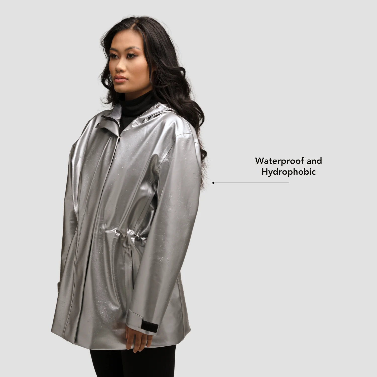 Hairbrella Satin-Lined, Waterproof Rain Jacket - Image 6