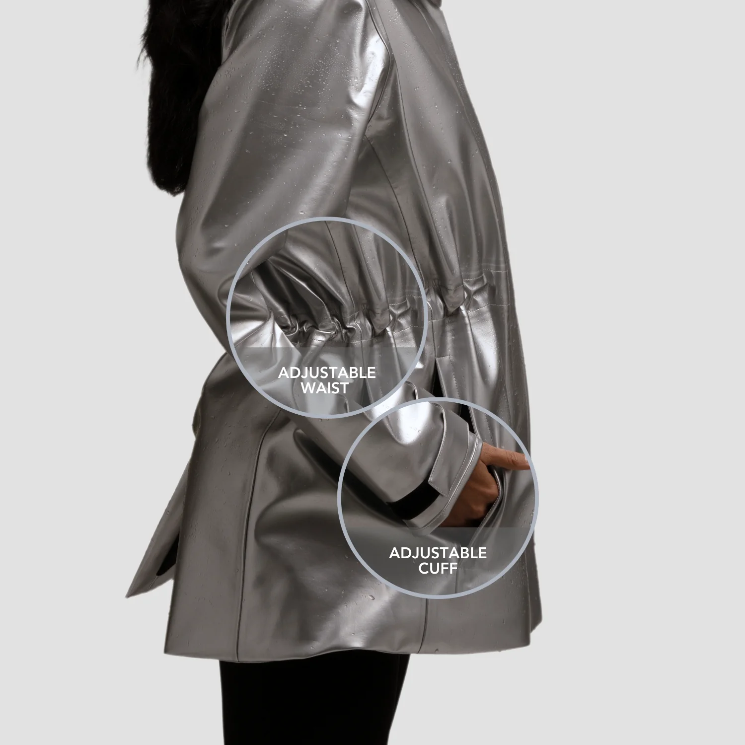 Hairbrella Satin-Lined, Waterproof Rain Jacket - Image 7