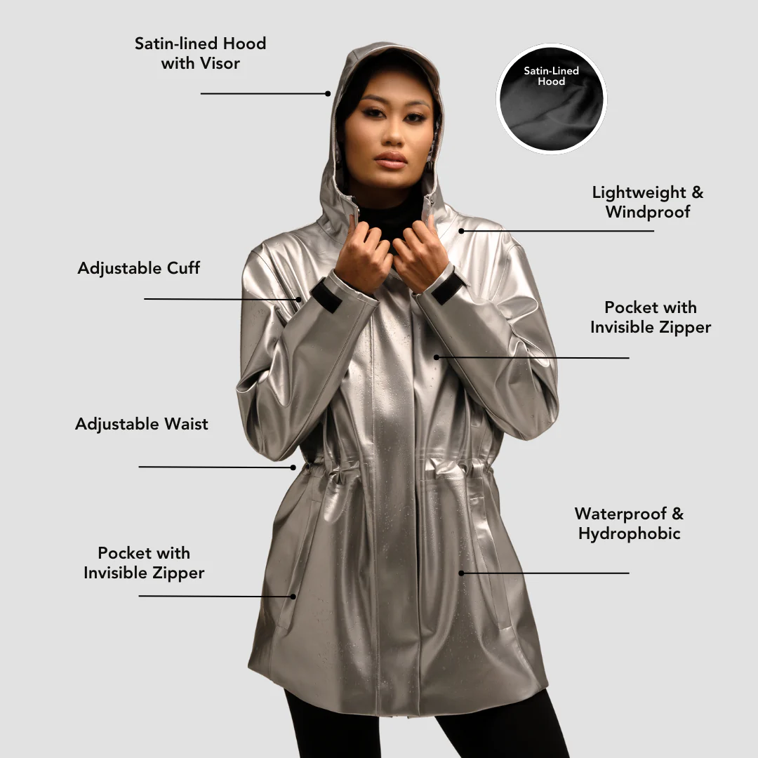 Hairbrella Satin-Lined, Waterproof Rain Jacket - Image 2