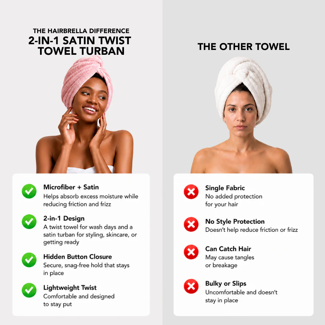 Hairbrella 2-in-1 Satin Twist Towel Turban - Image 3