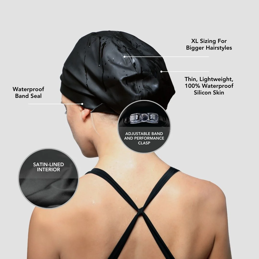 Hairbrella Waterproof, Satin-Lined, Adjustable Sport Swim Cap - Image 3