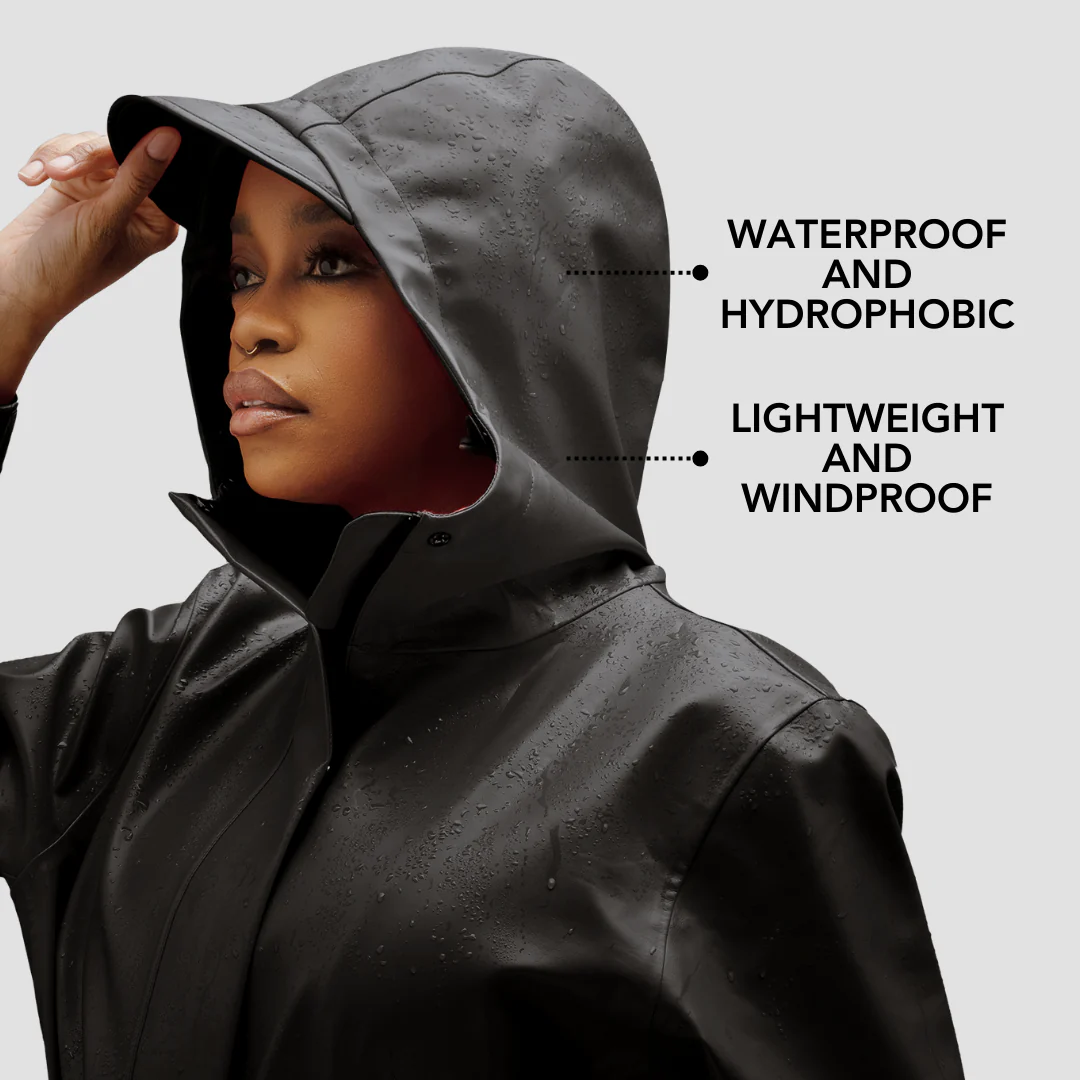 Hairbrella Satin-Lined, Waterproof, Unisex Long Rain Jacket - Image 4