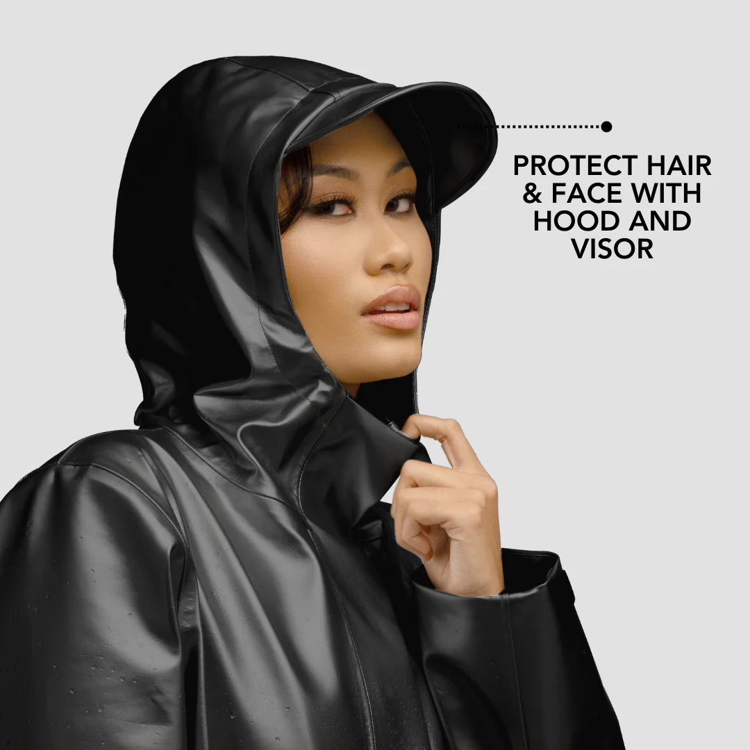 Hairbrella Satin-Lined, Waterproof, Unisex Long Rain Jacket - Image 5
