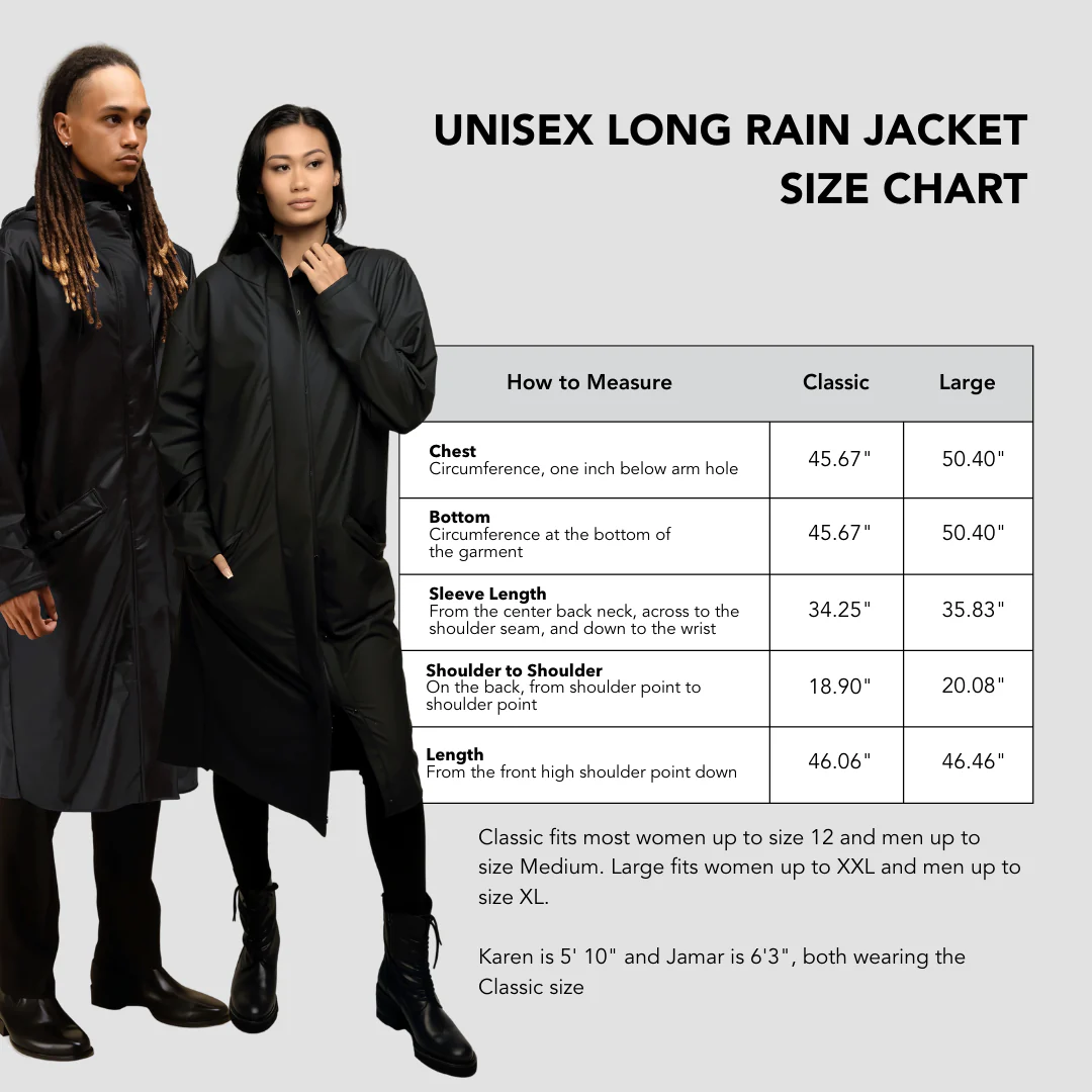 Hairbrella Satin-Lined, Waterproof, Unisex Long Rain Jacket - Image 9